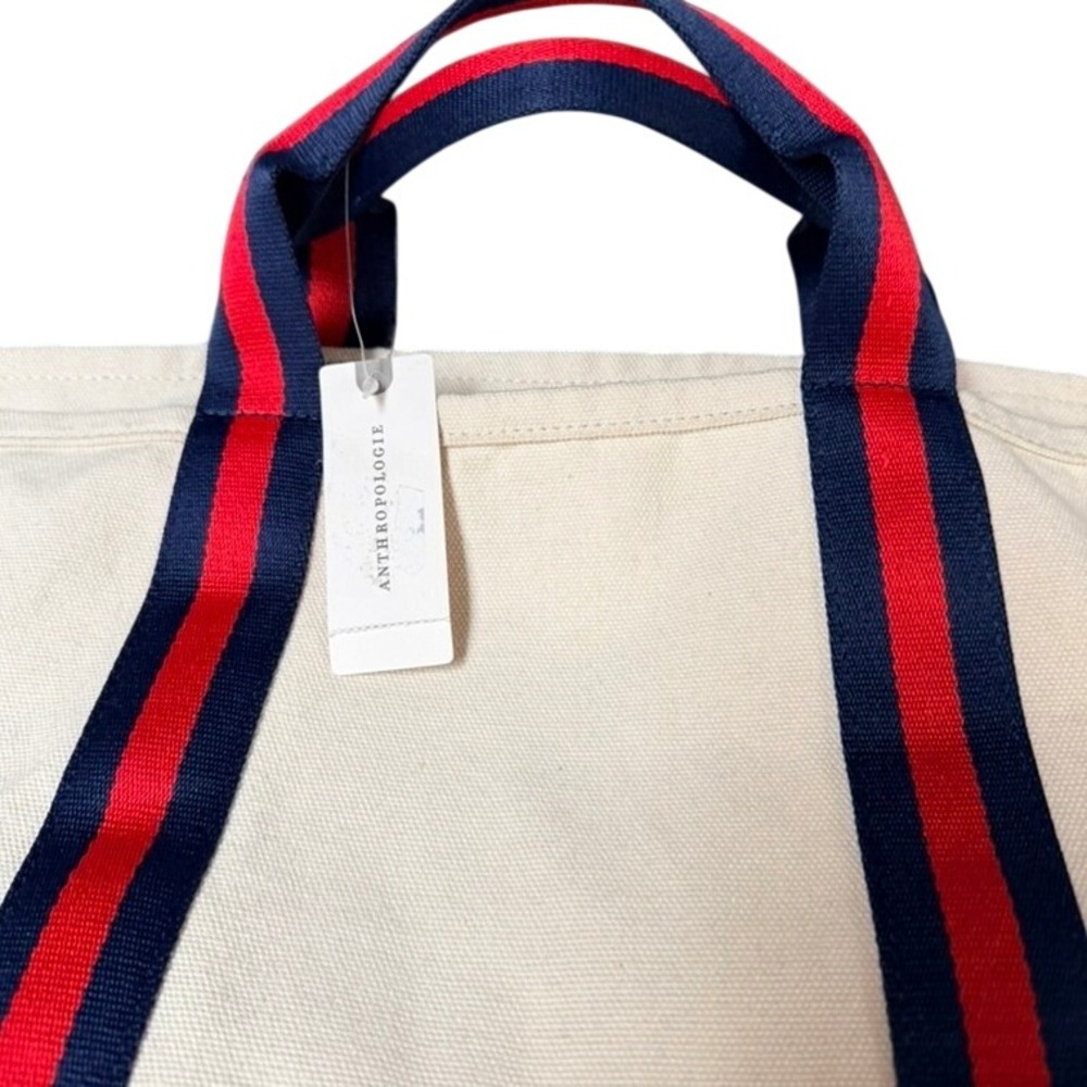 Anthropologie Après Ski Club XL Canvas Tote Bag NWT Nautical - Picture 2 of 6